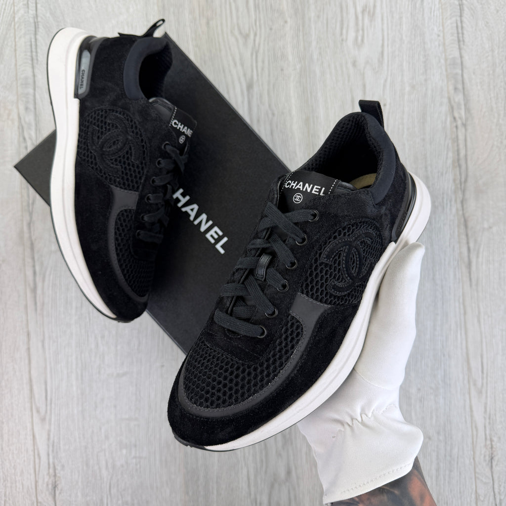 Chanel Men’s Black Low Suede Runners - Uk 7