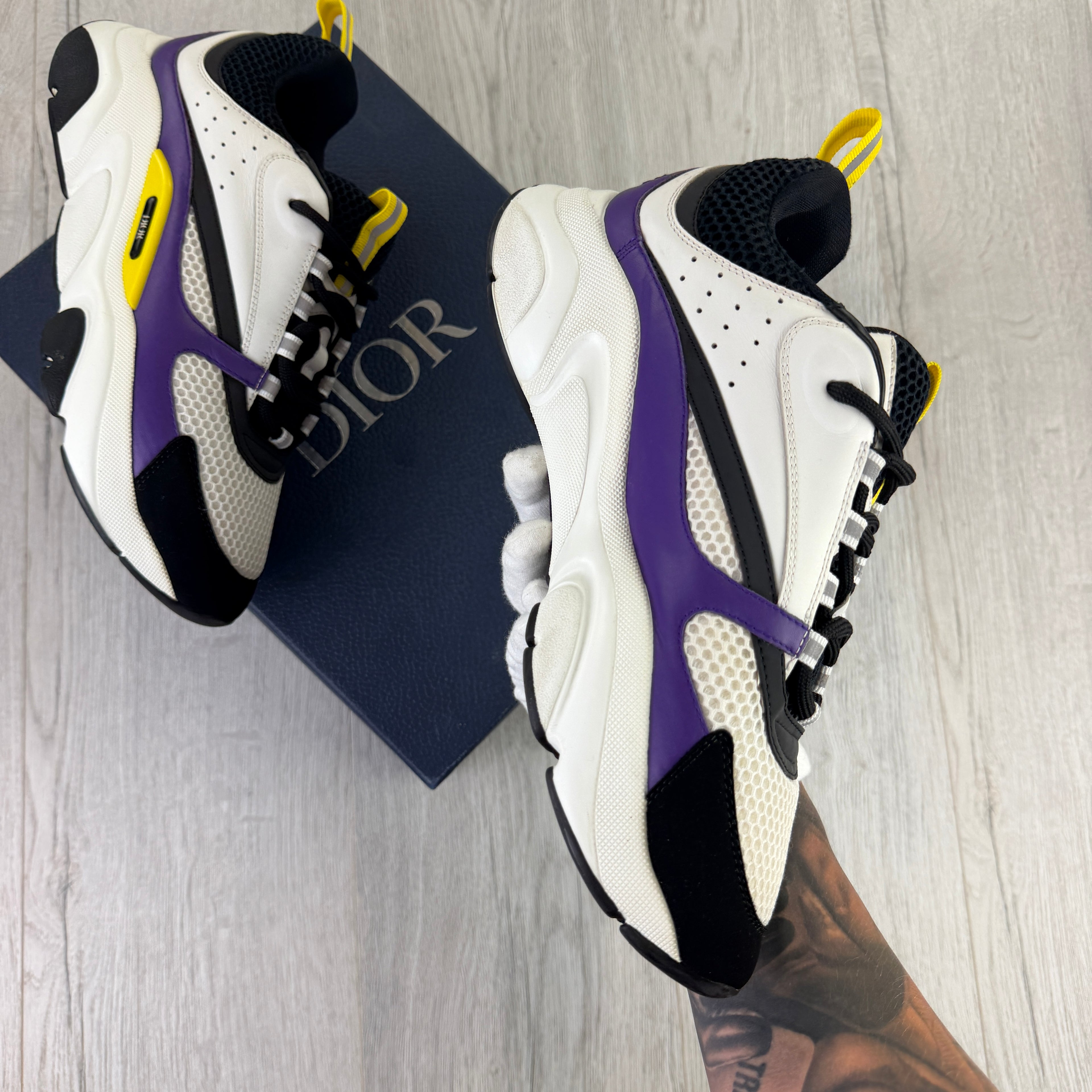 Dior B22 Men’s Purple Yellow White Runners - 42 (Fit Uk 7.5)