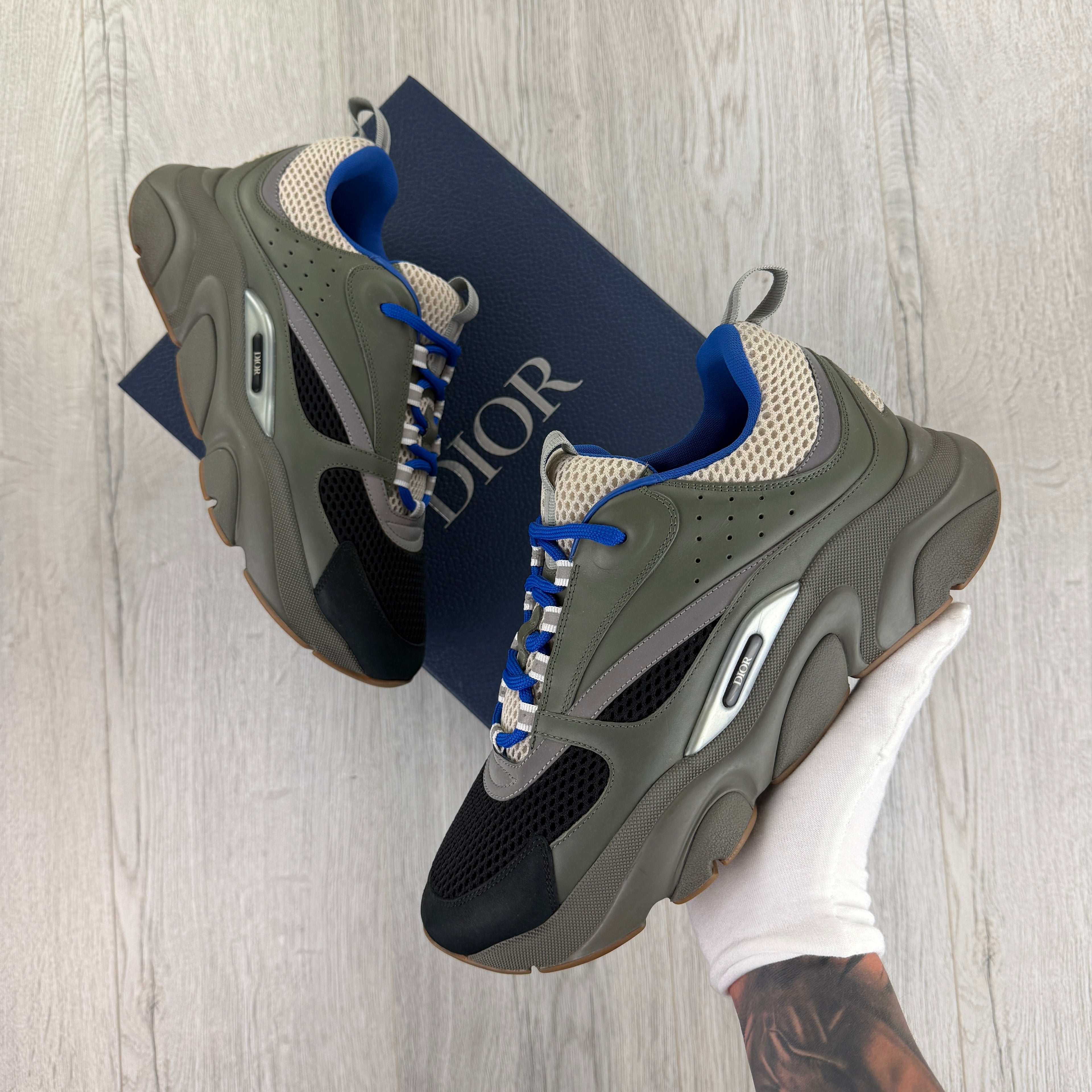 Dior B22 Men’s Khaki Green & Blue Trainers - 43 (Fit Uk 8.5)