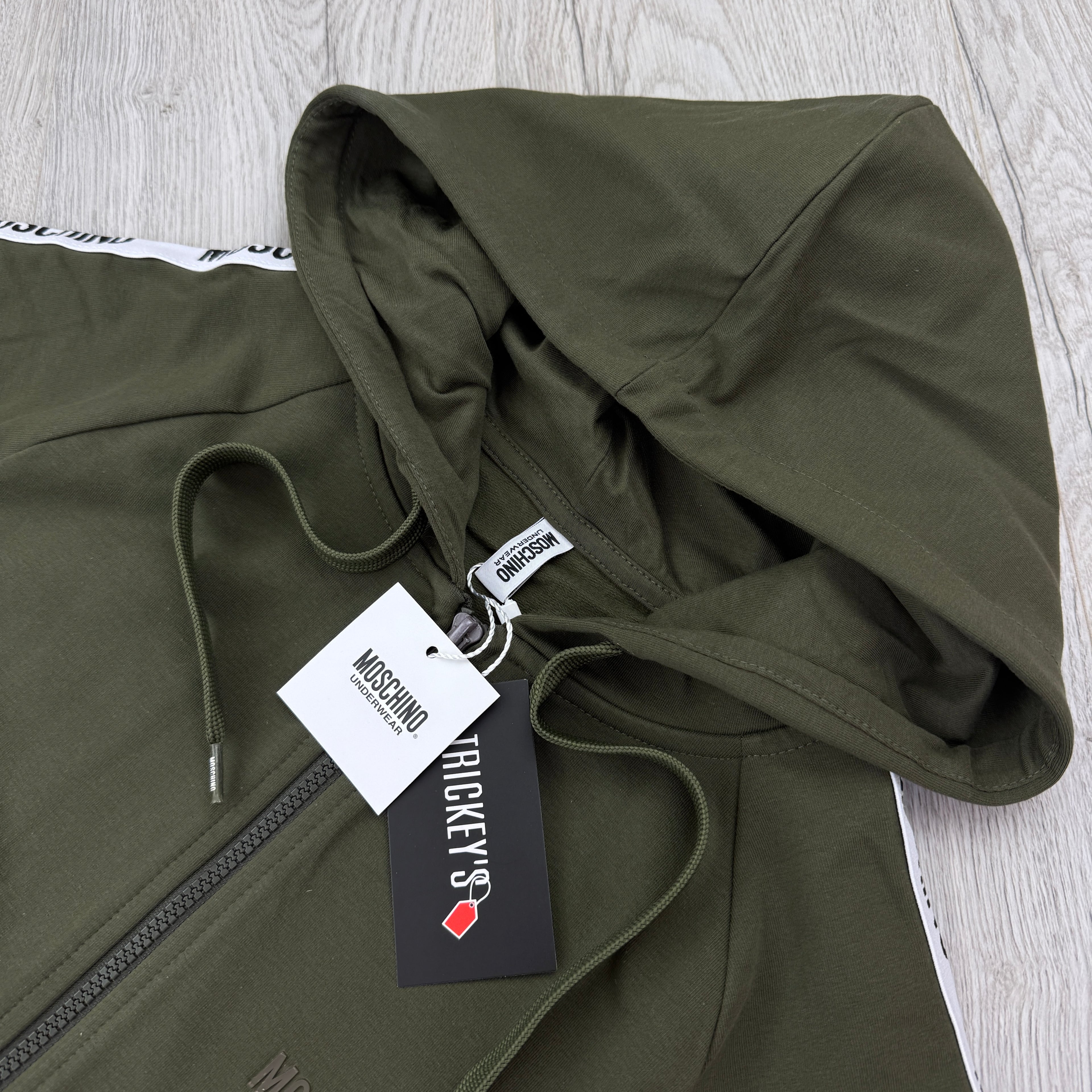 Moschino Men’s Khaki Green Zip-up Hoodie