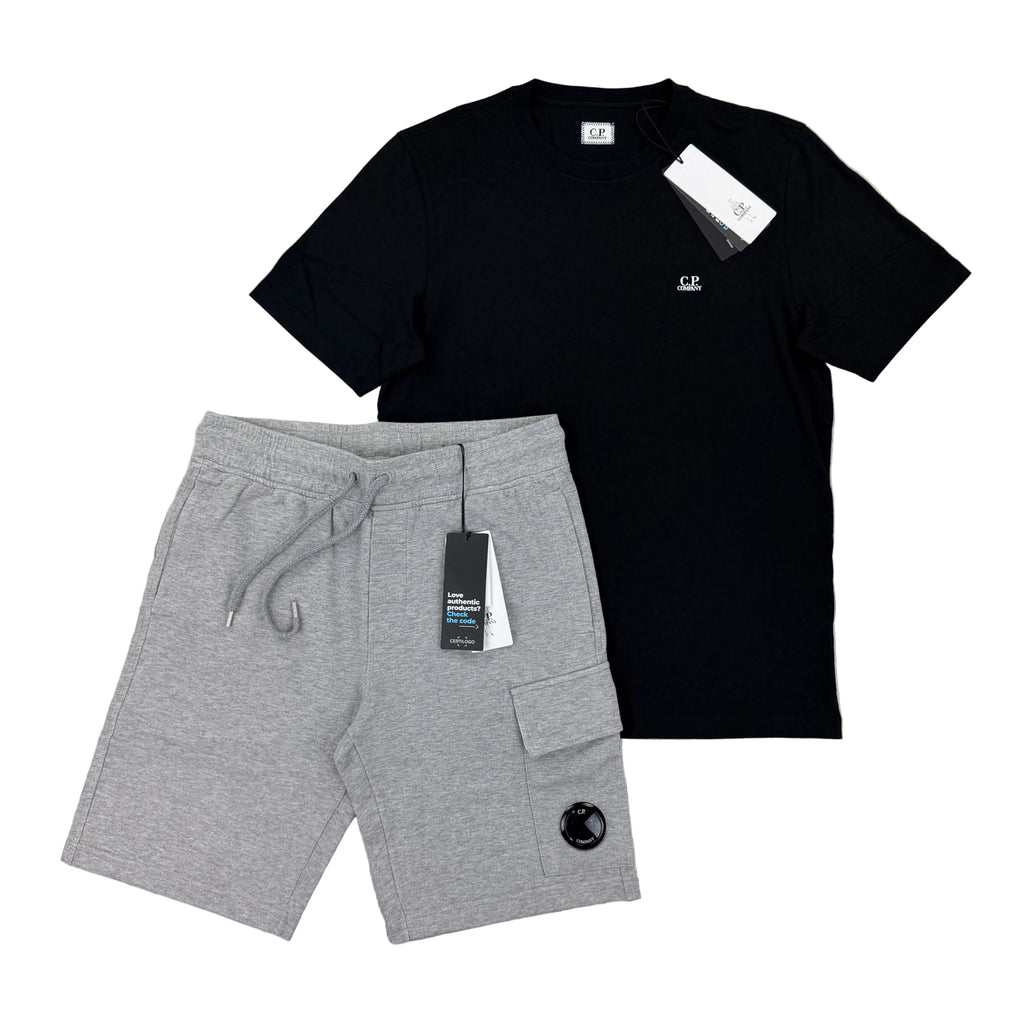 Cp Company Men’s Grey Shorts & Black T-shirt Set