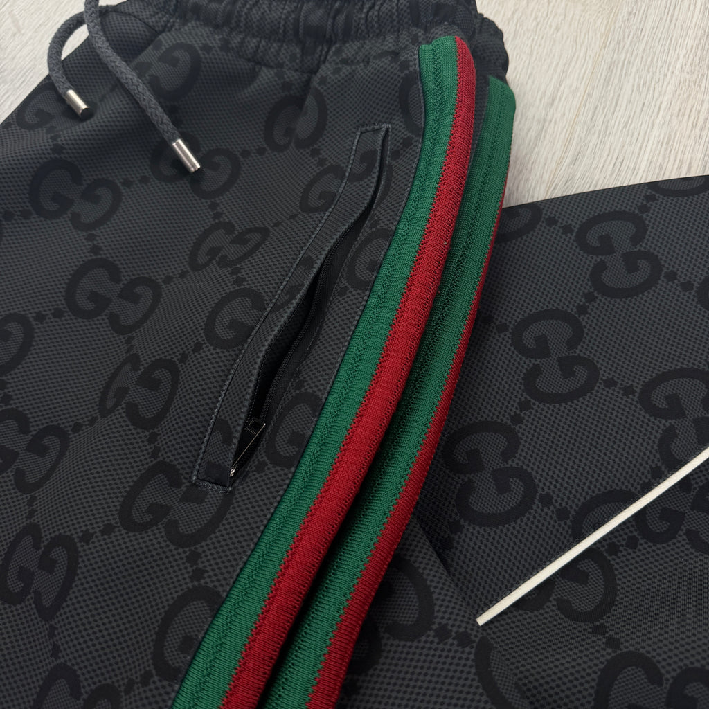 Gucci Men’s Black GG Jacquard Full Hooded Tracksuit - Large