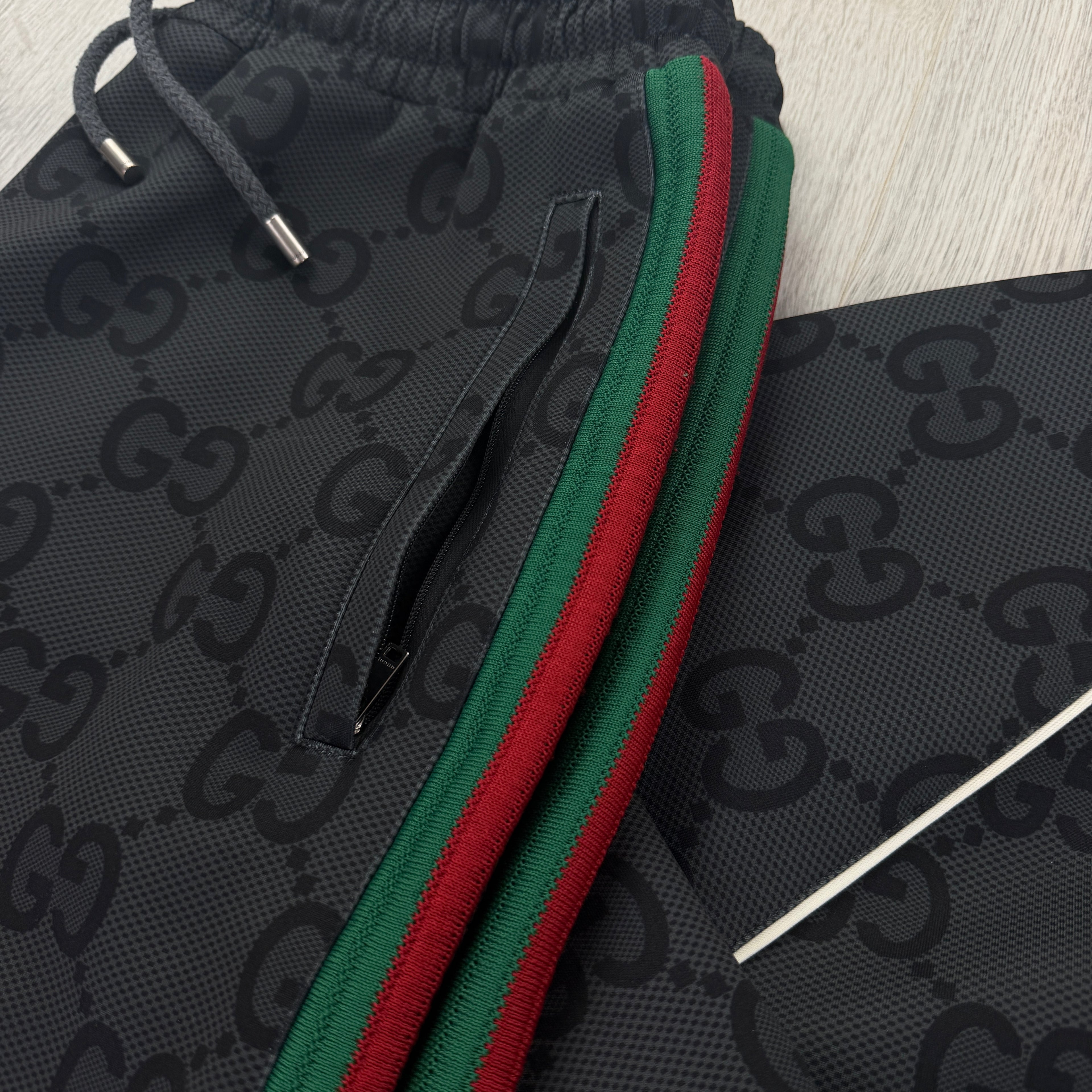 Gucci Men’s Black GG Jacquard Full Hooded Tracksuit - Large