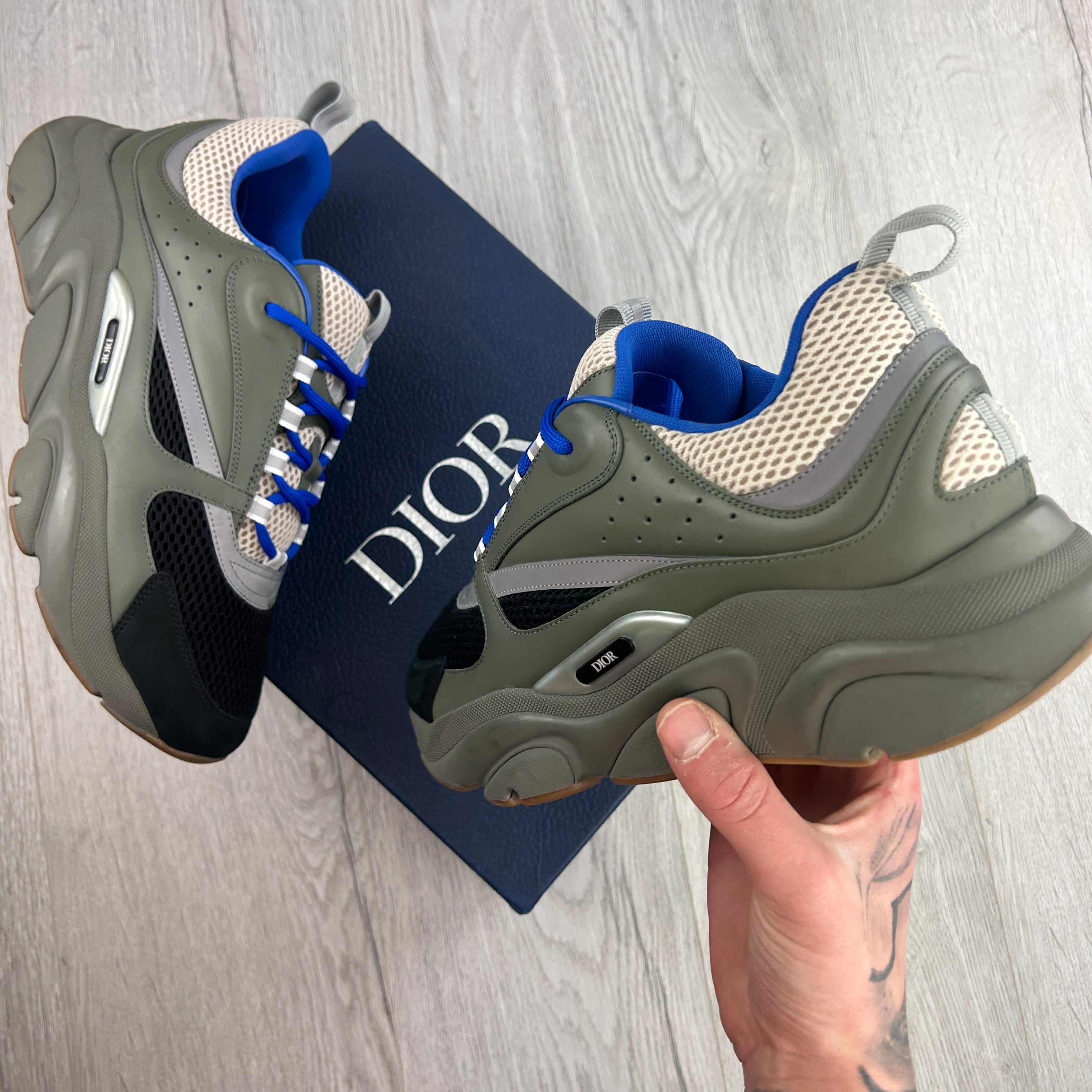 Dior B22 Men’s Khaki Green & Blue Trainers - 45 (Fit Uk 10/10.5)