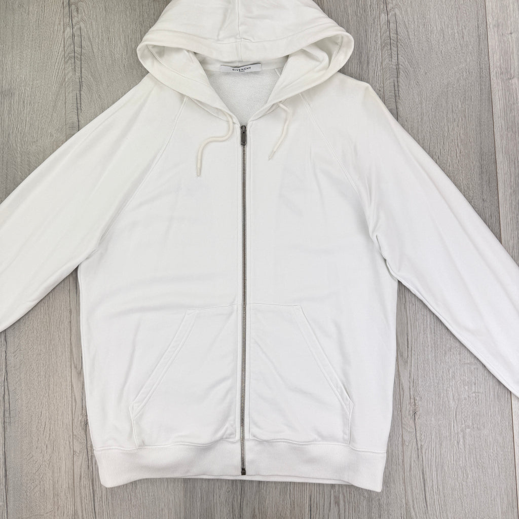 Givenchy Men’s White Zip Up Hoodie - Large