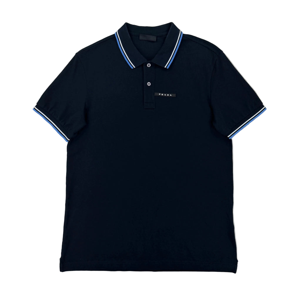 Prada Men’s Navy Black Badge Polo - Large Slim