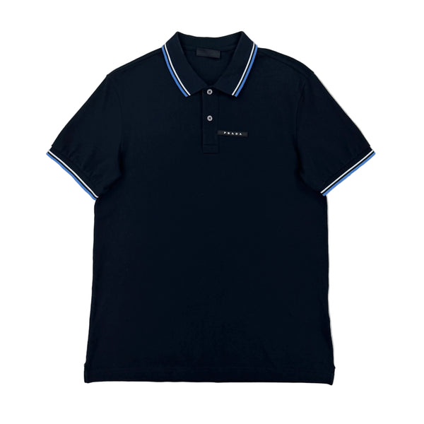 Prada Men’s Navy Black Badge Polo - Large Slim