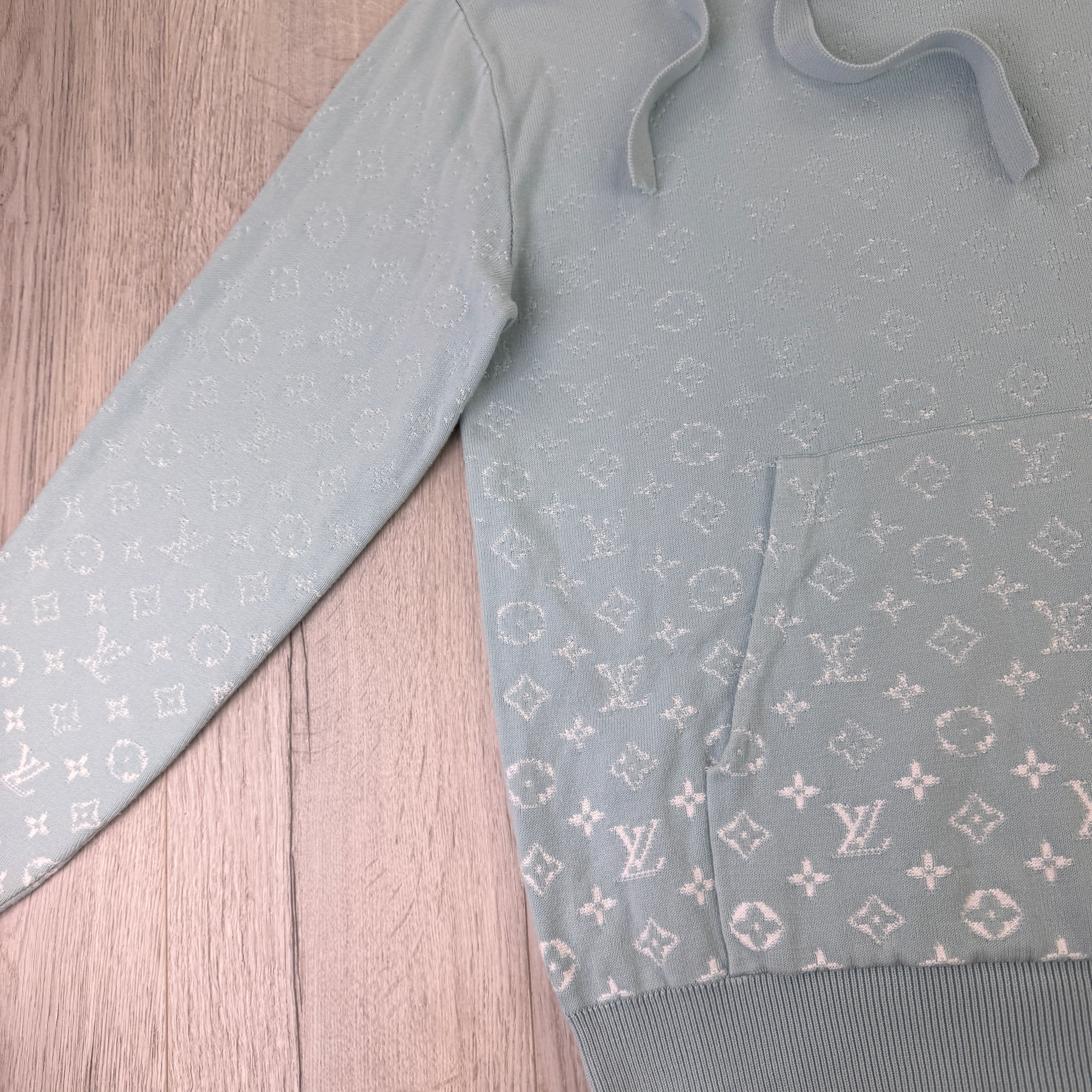 Louis Vuitton Men’s Baby Blue Monogram Gradient Pullover Hoodie - Medium