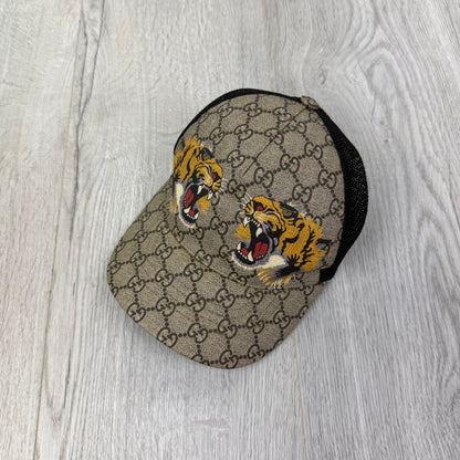 Gucci Men’s Beige GG Tiger Baseball Cap - Medium