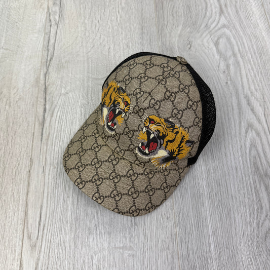 Gucci Men’s Beige GG Tiger Baseball Cap - Medium