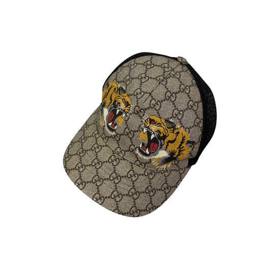 Gucci Men’s Beige GG Tiger Baseball Cap - Small