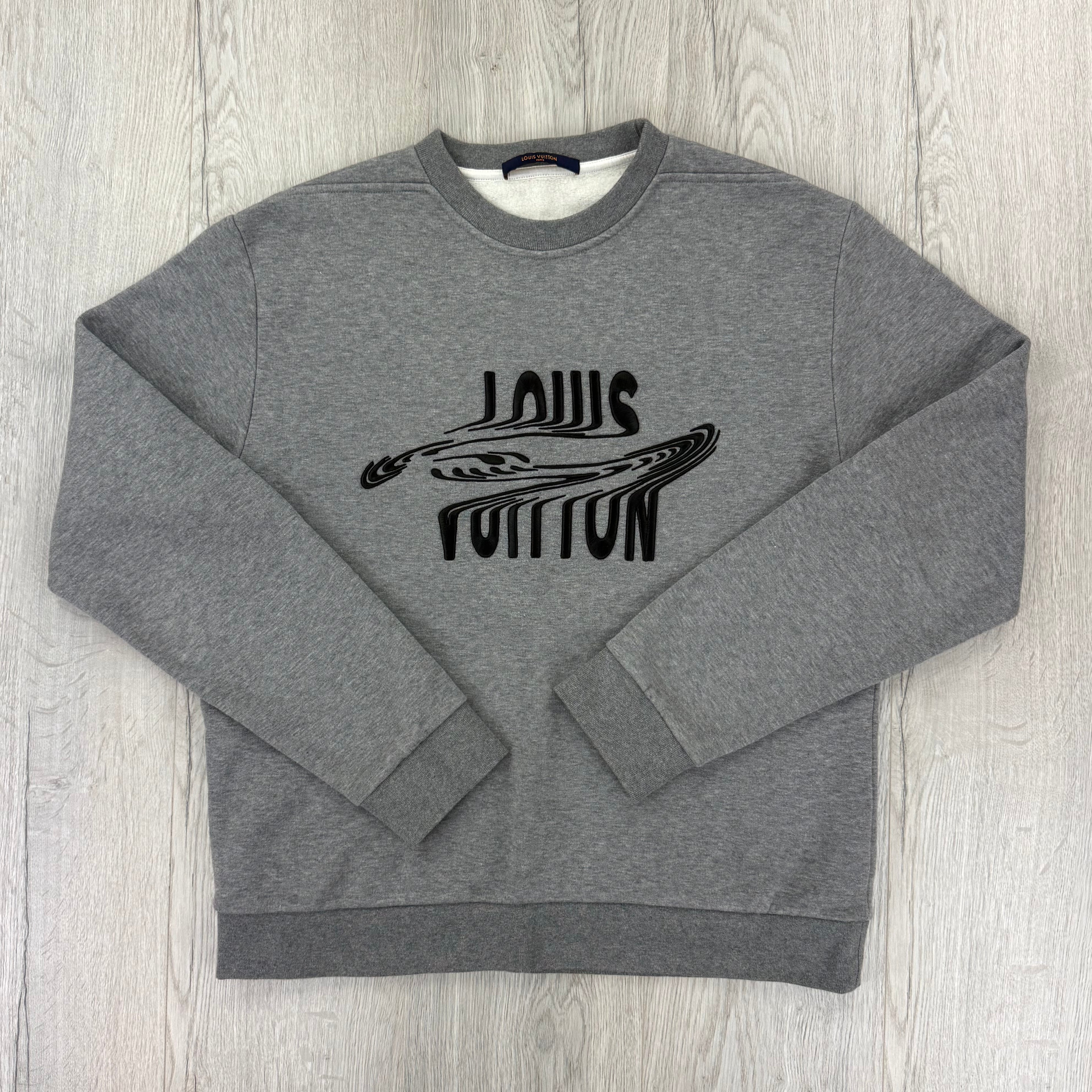 Louis Vuitton Men’s Grey Crewneck Embroidered Jumper -Medium