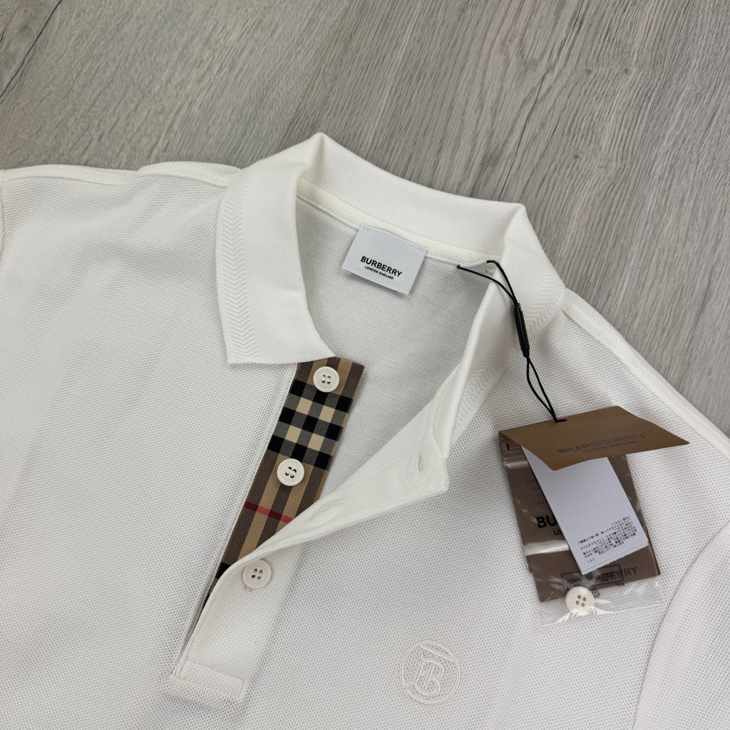 Burberry Men’s White Polo Shirt - Medium