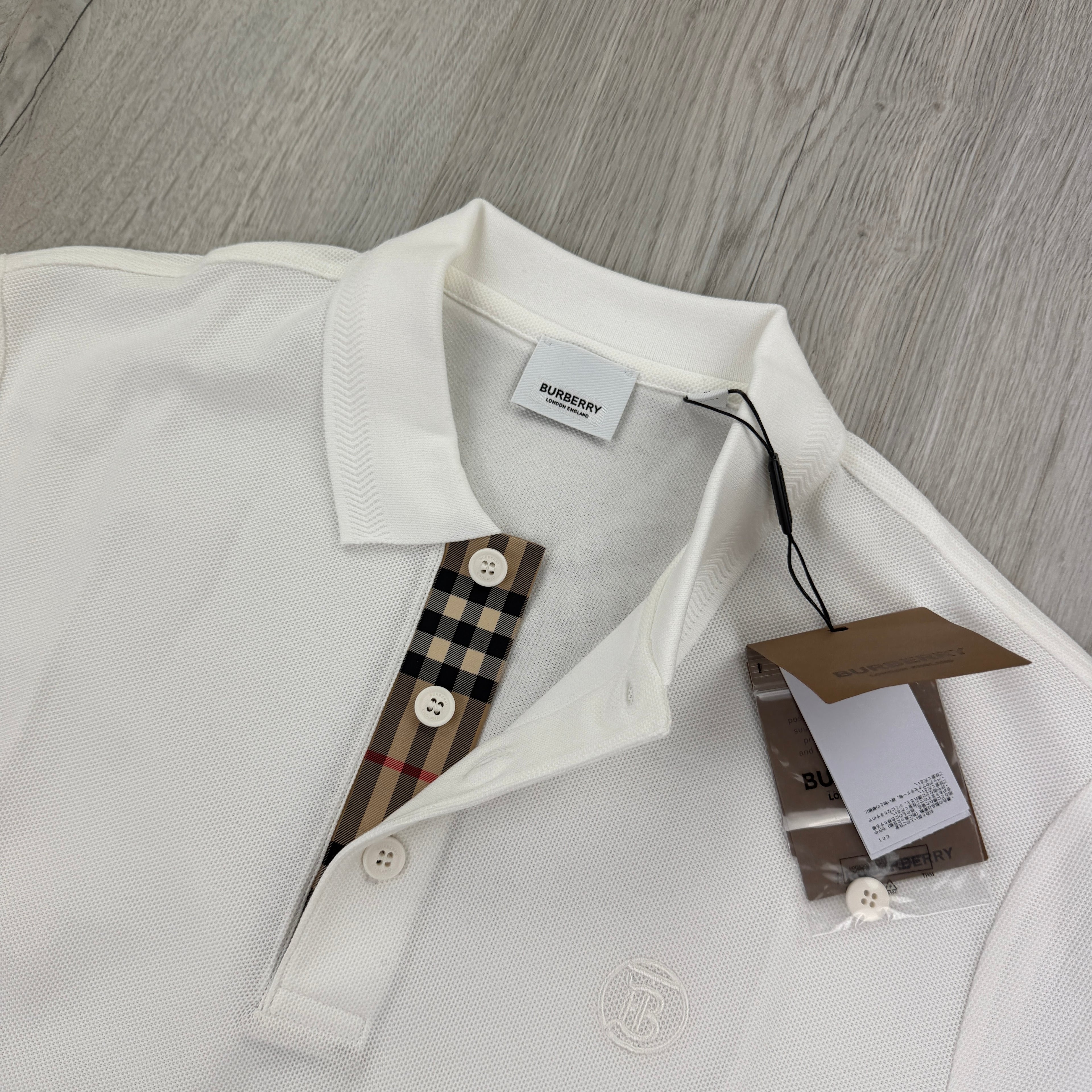 Burberry Men’s White Polo Shirt - Medium