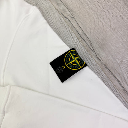Stone Island Men’s White Pullover Hoodie - Medium