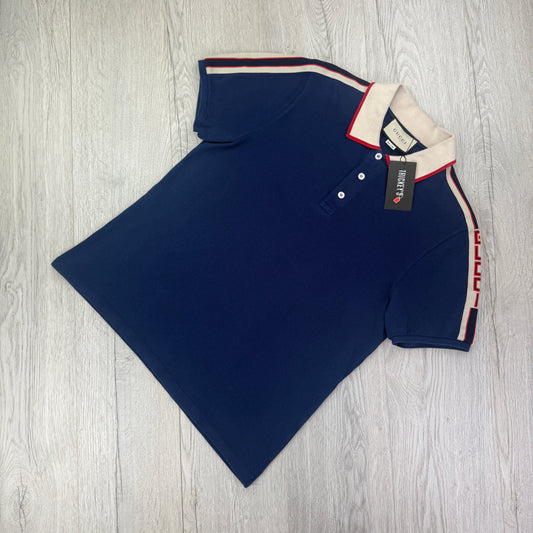 Gucci Men’s Royal Blue Shoulder Logo Polo - Large Slim