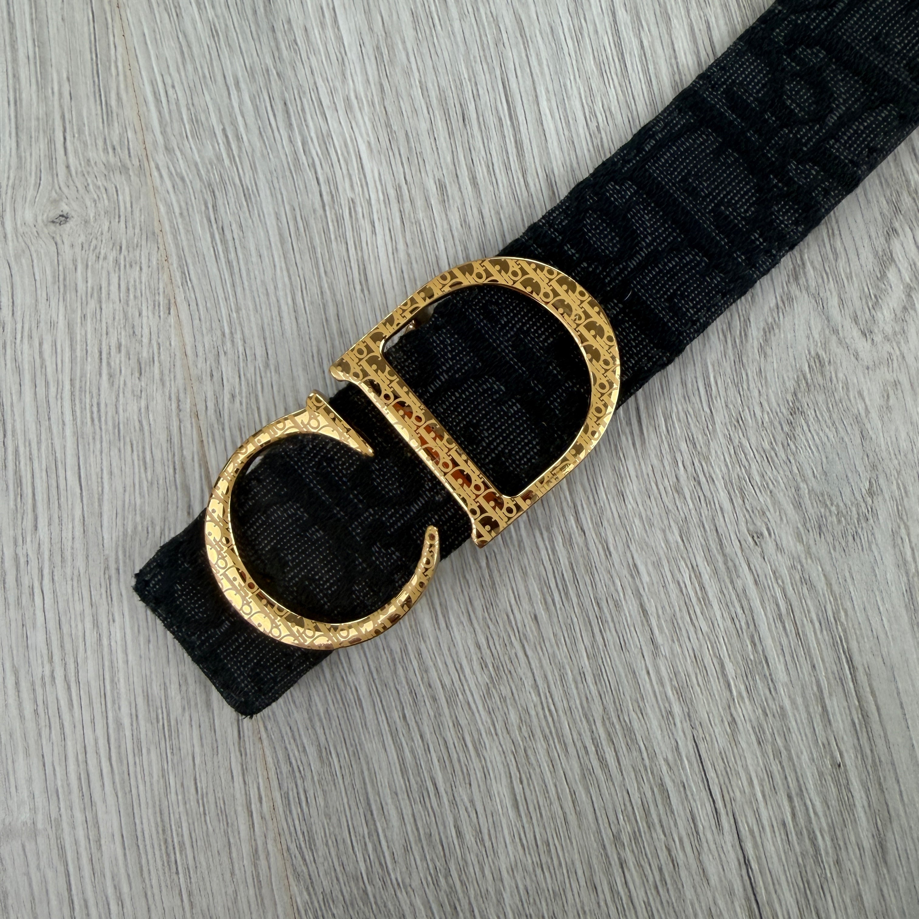 Dior Men’s Oblique Belt With Gold CD Buckle - 95 (Uk 30 -34)
