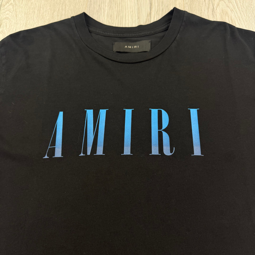 Amiri Men’s Black T-shirt Blue Logo - XS