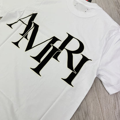 Amiri Men’s White Staggered Logo T-shirt