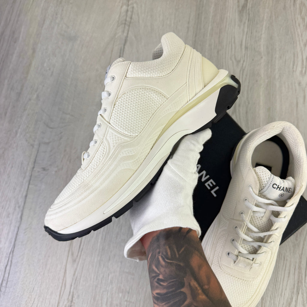 Chanel Men’s White CC Runners - Uk 11
