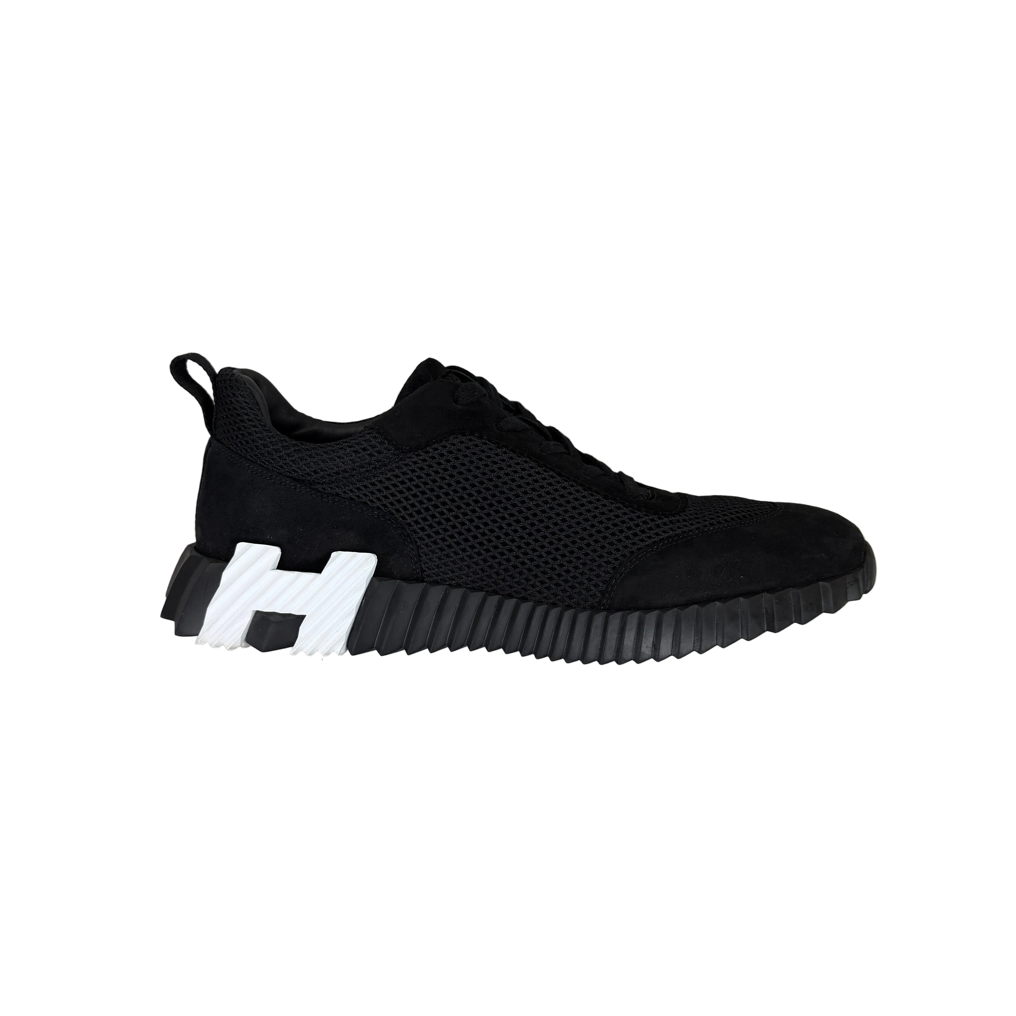 Hermes Men’s Black White Suede Bouncing Sneakers - 46 (Fit Uk 11)