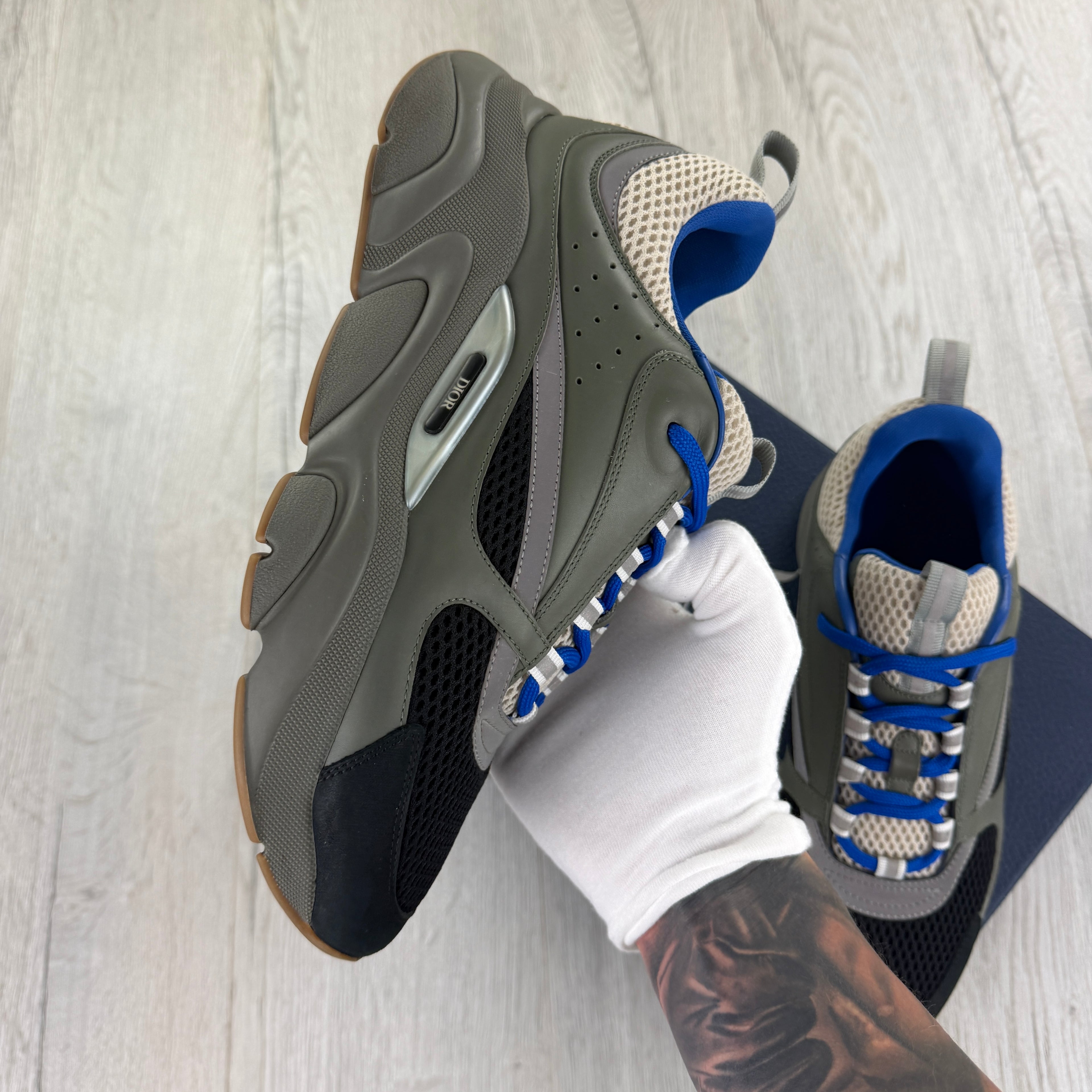 Dior B22 Men’s Khaki Green & Blue Trainers - 43 (Fit Uk 8.5)