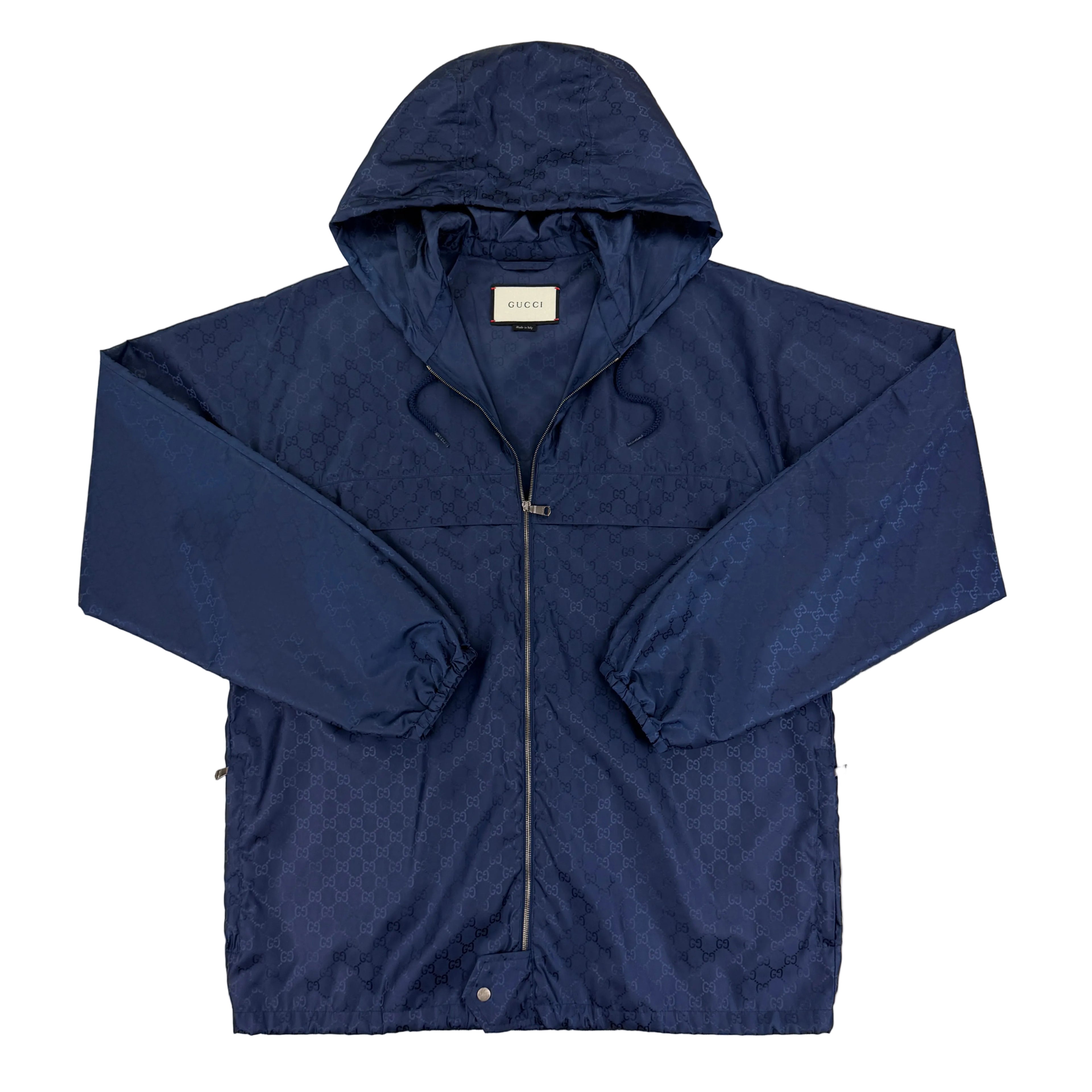 Gucci Men’s Navy Zip-up Monogrammed Windbreaker - 50 (Fit XL)