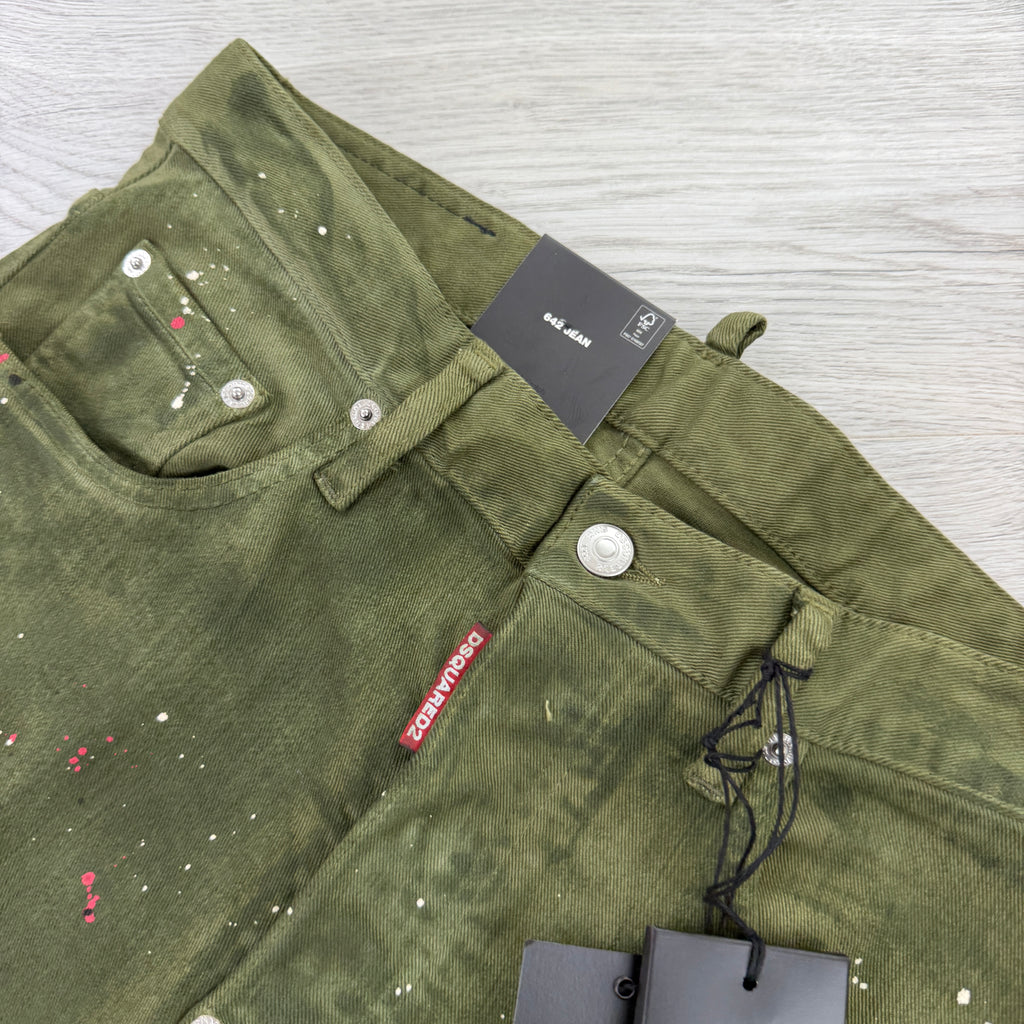 Dsquared2 Men’s Green Distressed Straight Jeans