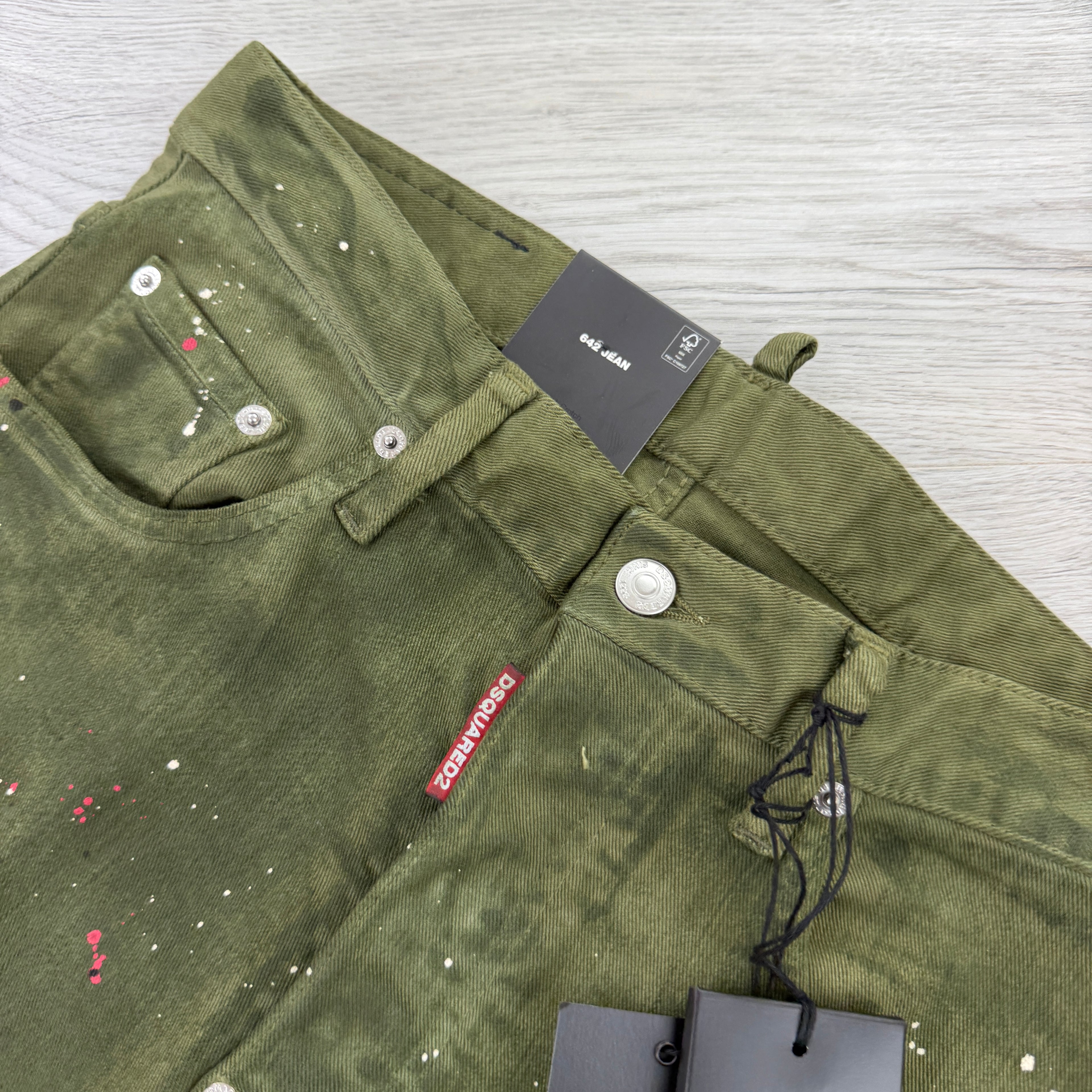 Dsquared2 Men’s Green Distressed Straight Jeans