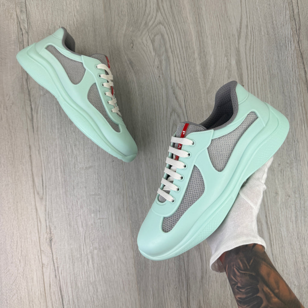 Prada Cups Men’s Mint Green / Grey Rubber Trainers - Uk 8