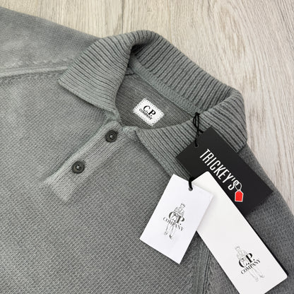 Cp Company Men’s Grey Knitted 1/4 Button Up Sweatshirt