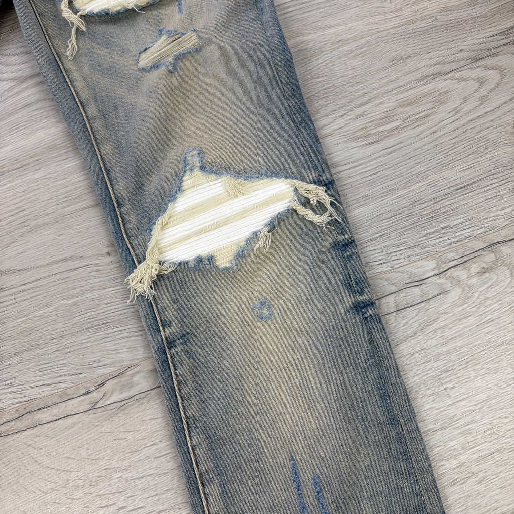 Amiri Men’s Blue MX1 Distressed Ripped Jeans - Uk 30