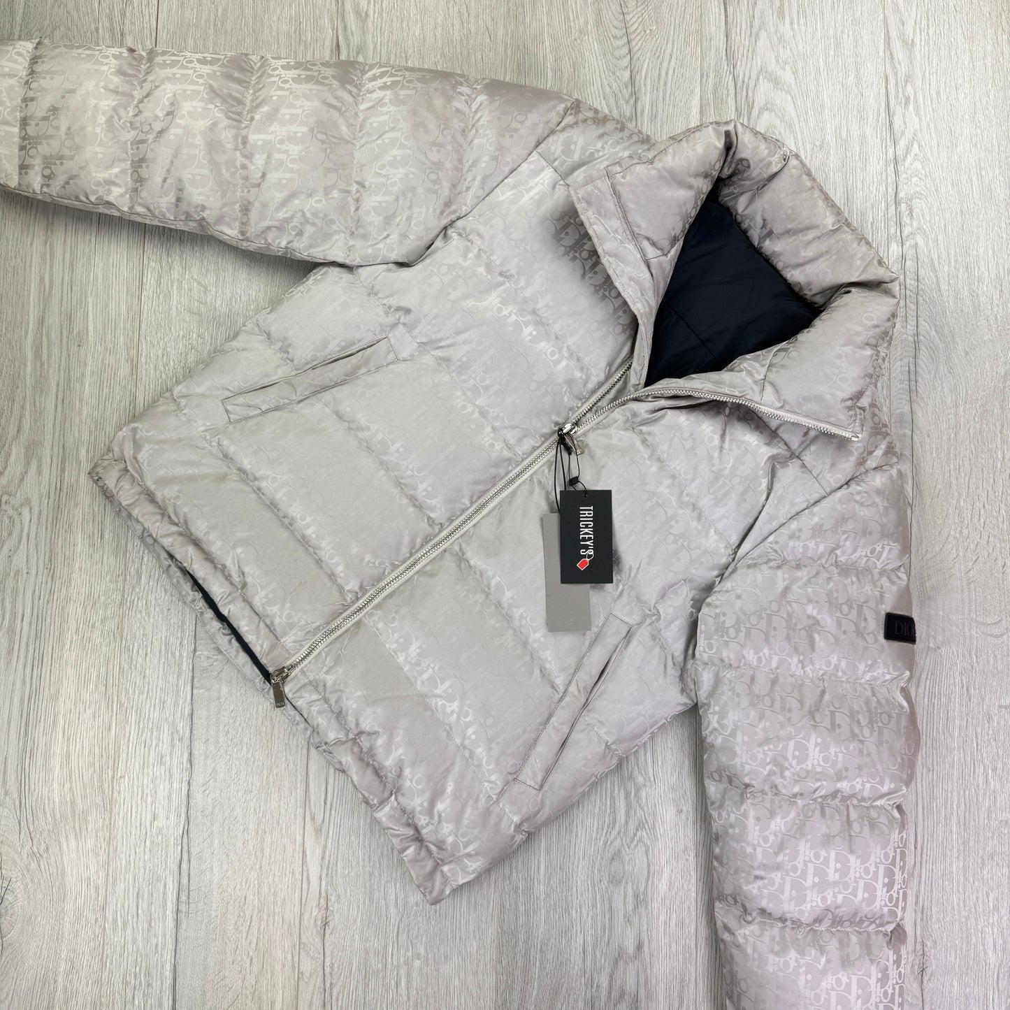 Dior Men’s Silver Oblique Zip-up Down Jacket - 46
