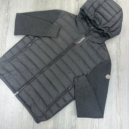 Moncler Men’s Dark Grey Padded & Knitted Maglia Hoodie - XL Slim