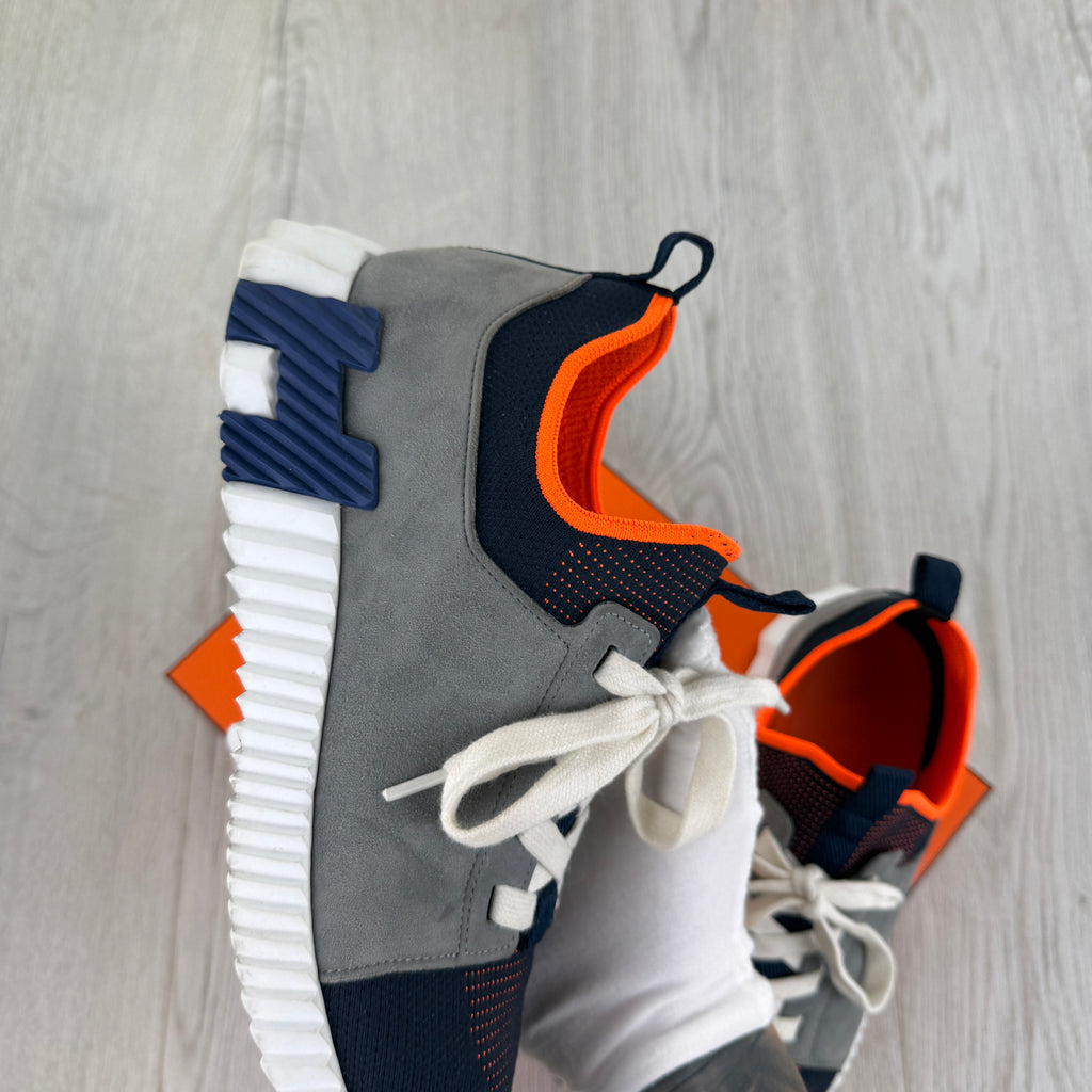 Hermes Men’s Navy & Orange Bouncing Sneakers - 41 (Fit Uk 7)