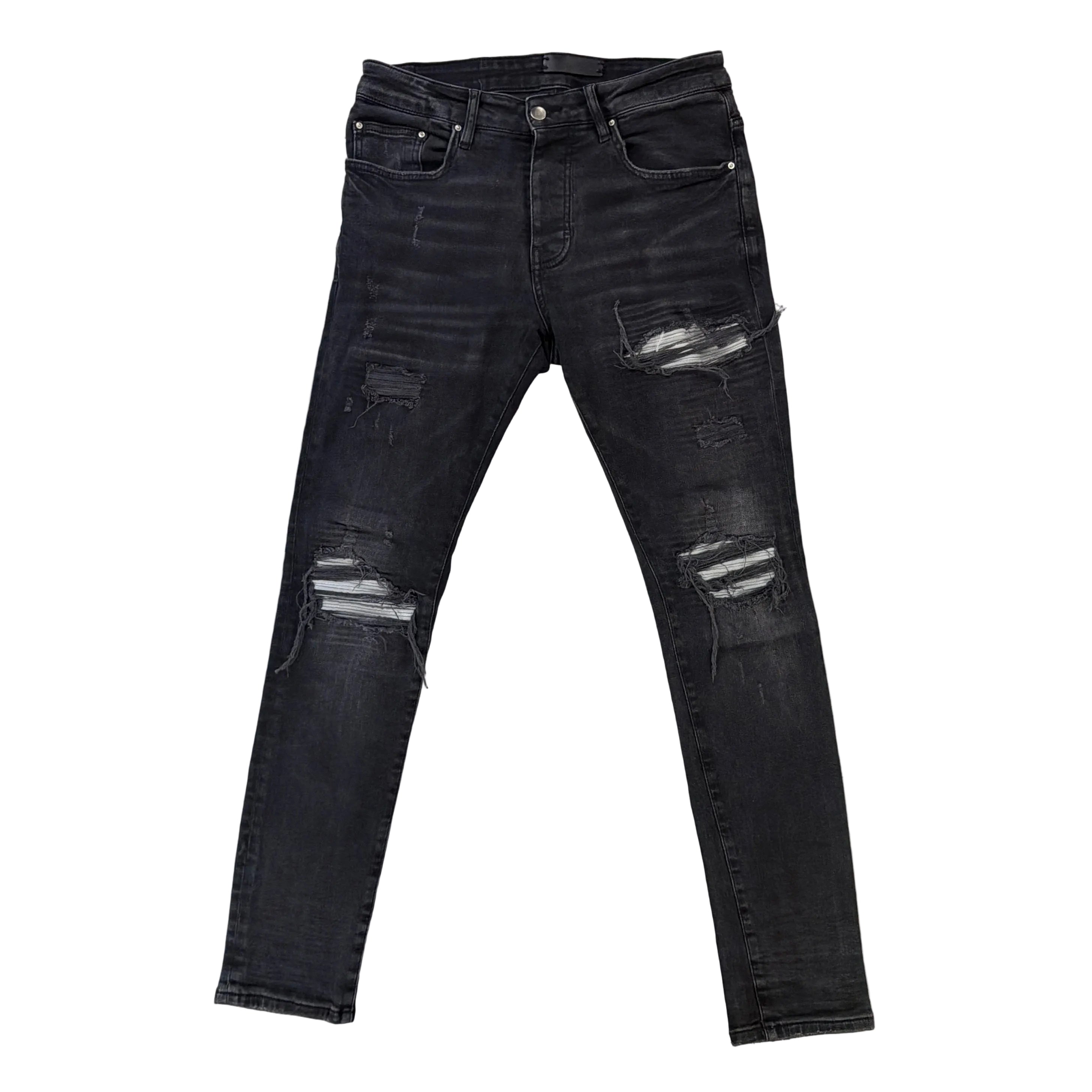 Amiri Men’s MX1 Aged Black Distressed Jeans - Uk 32