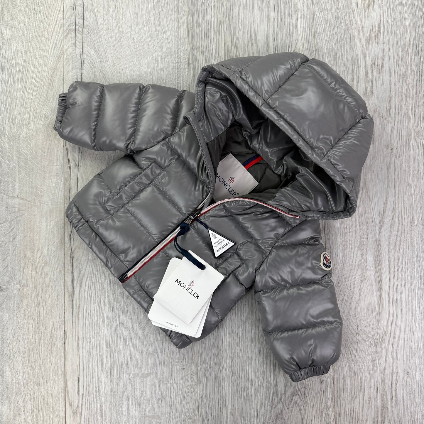 Moncler Baby Aubert Silver Down Jacket - 3-6 Months