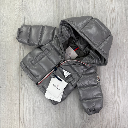 Moncler Baby Aubert Silver Down Jacket - 3-6 Months