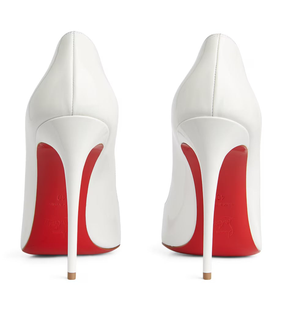 Christian Louboutin Women’s White Kate 120 Patent Leather Pumps