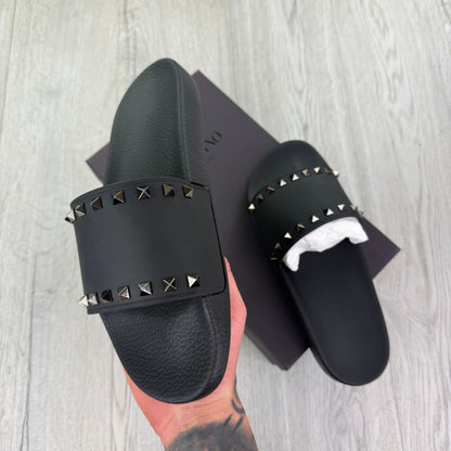 Valentino Men’s Black RockStud Sliders - UK 10