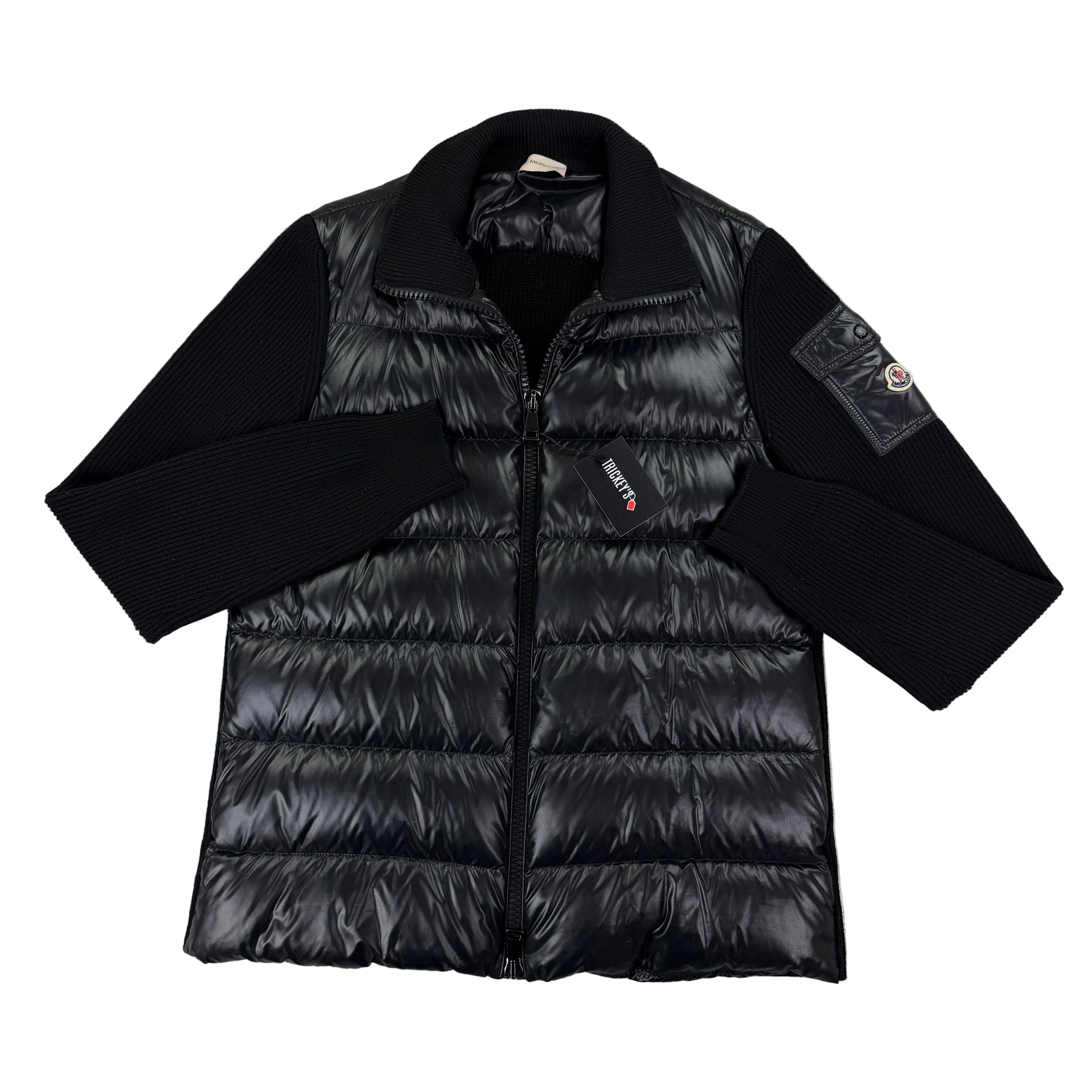 Moncler Men’s Black Zip-up Tricot Cardigan - Large