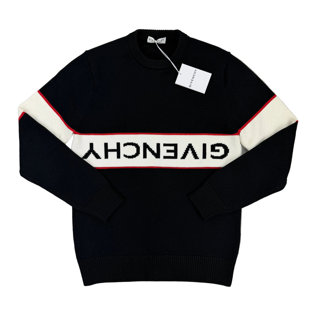 Givenchy Men’s Black Knitted Crewneck With Upside Down Logo