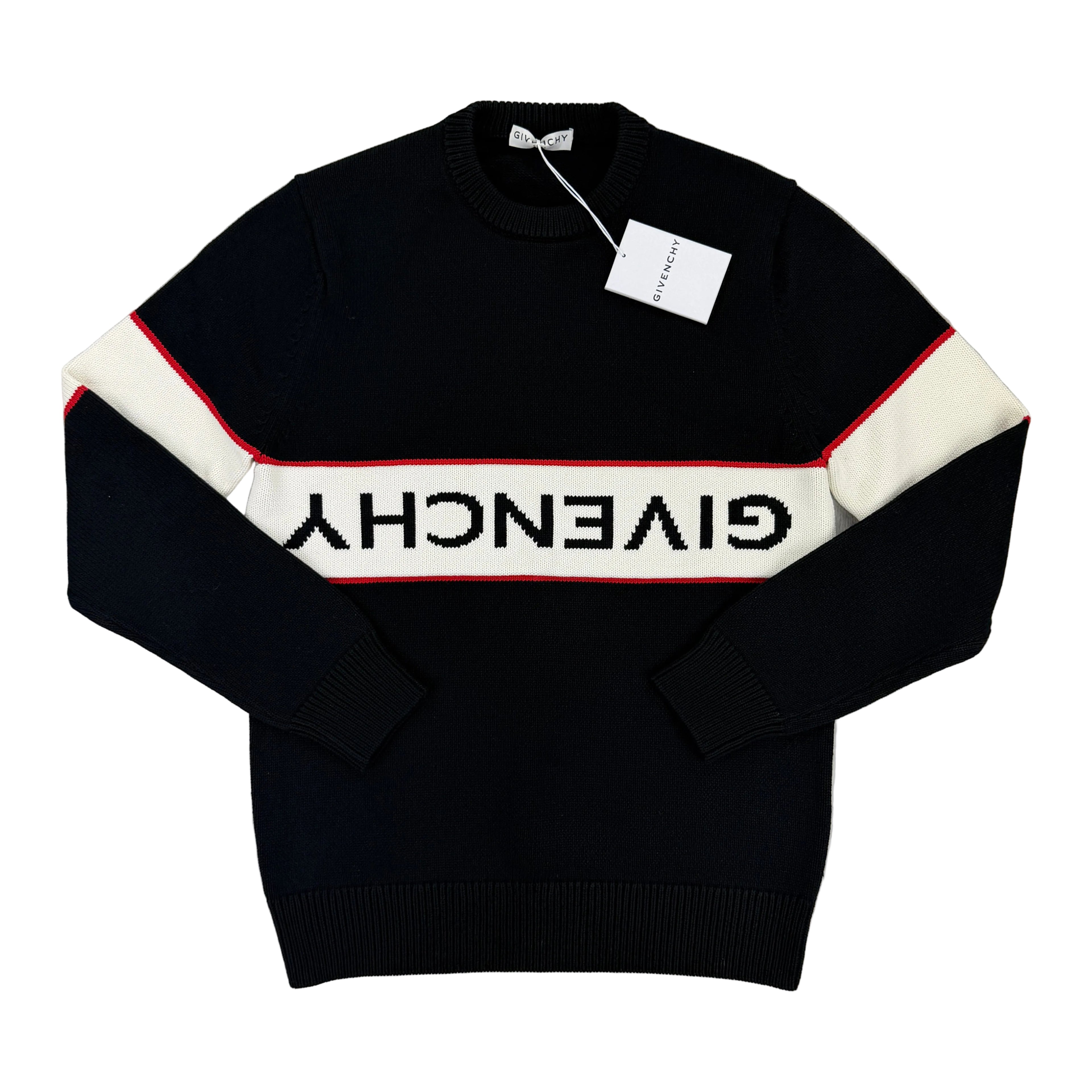 Givenchy Men’s Black Knitted Crewneck With Upside Down Logo