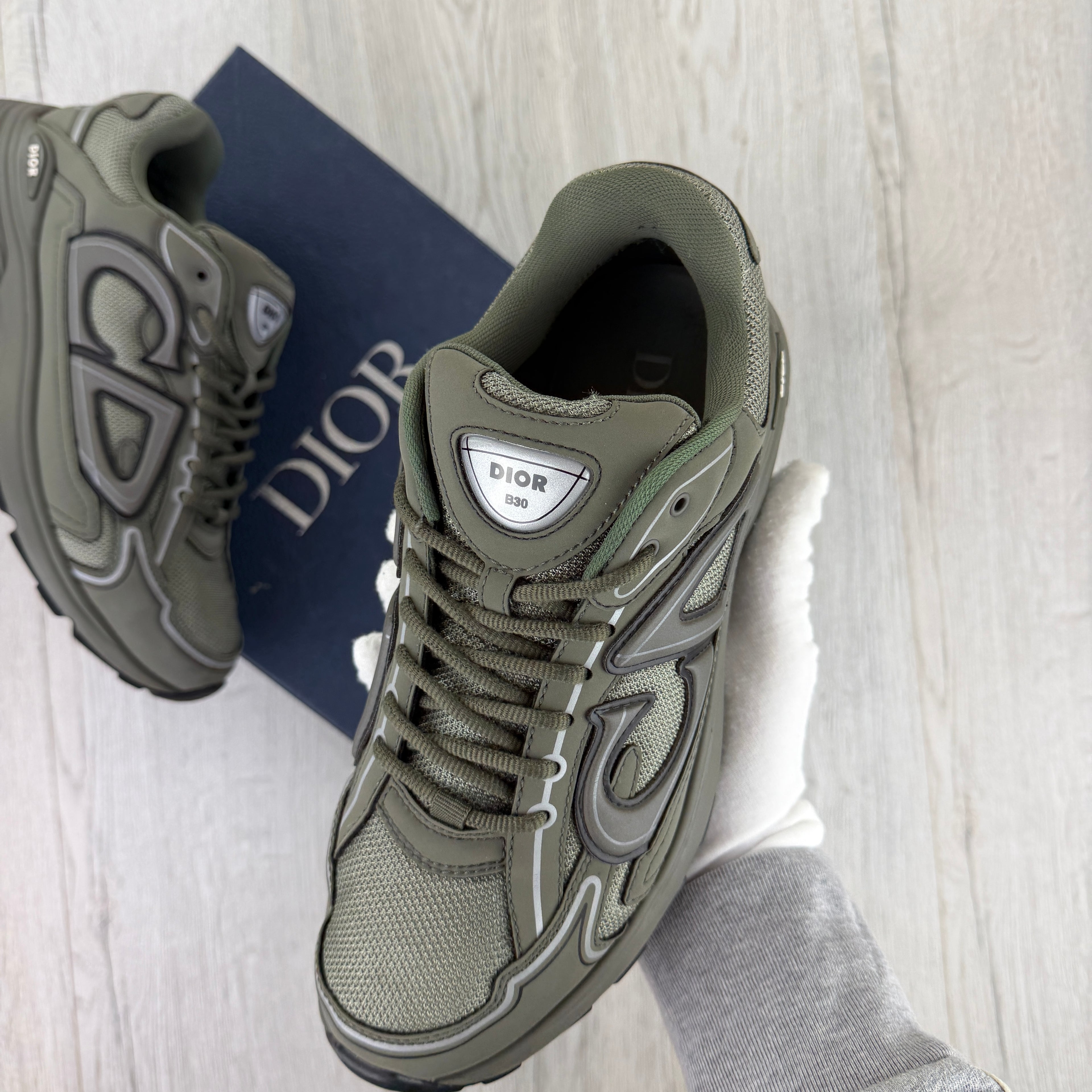 Dior B30 Men’s Khaki CD Mesh Trainers - 43 (Fit Uk 9)