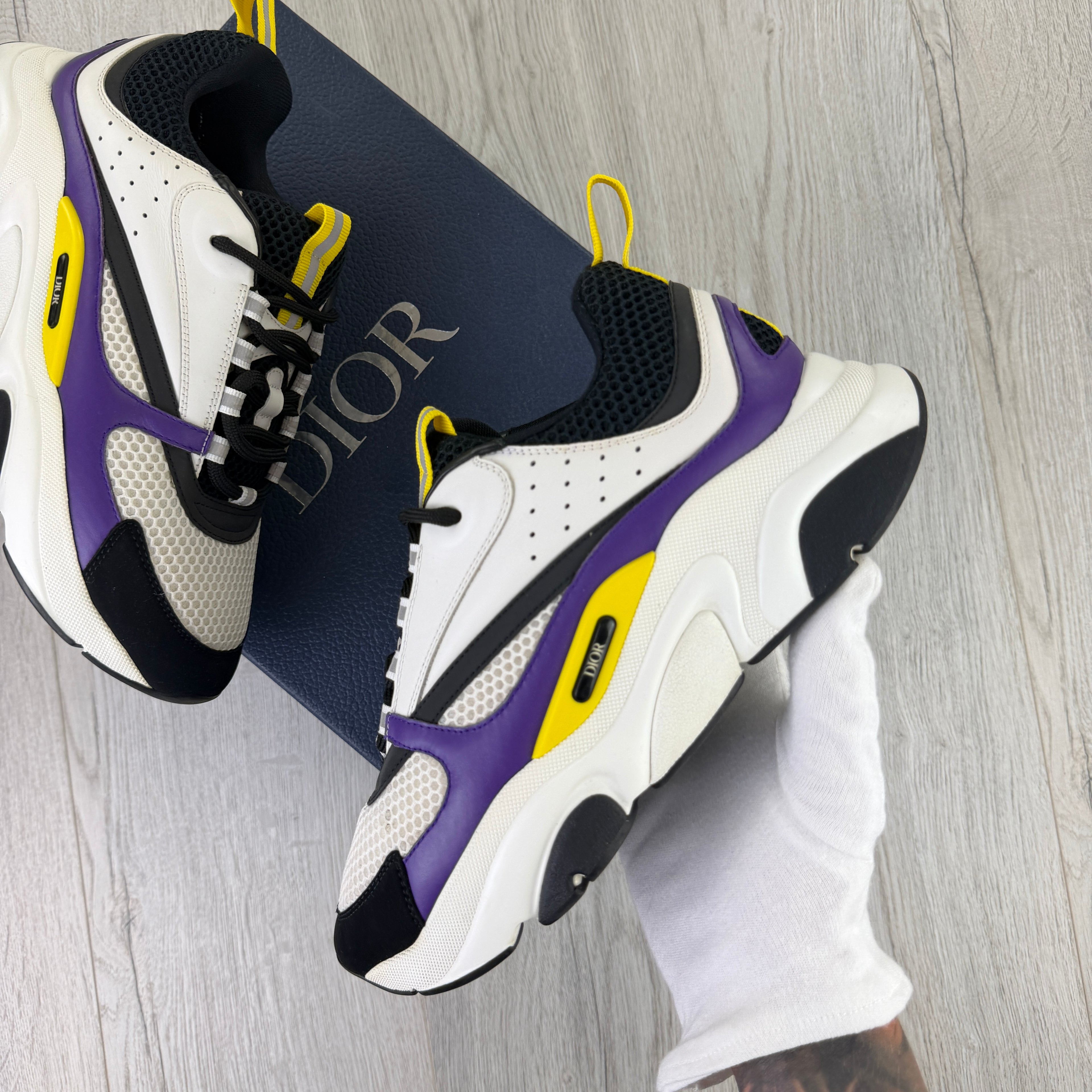 Dior B22 Men’s Purple Yellow White Runners - 42 (Fit Uk 7.5)