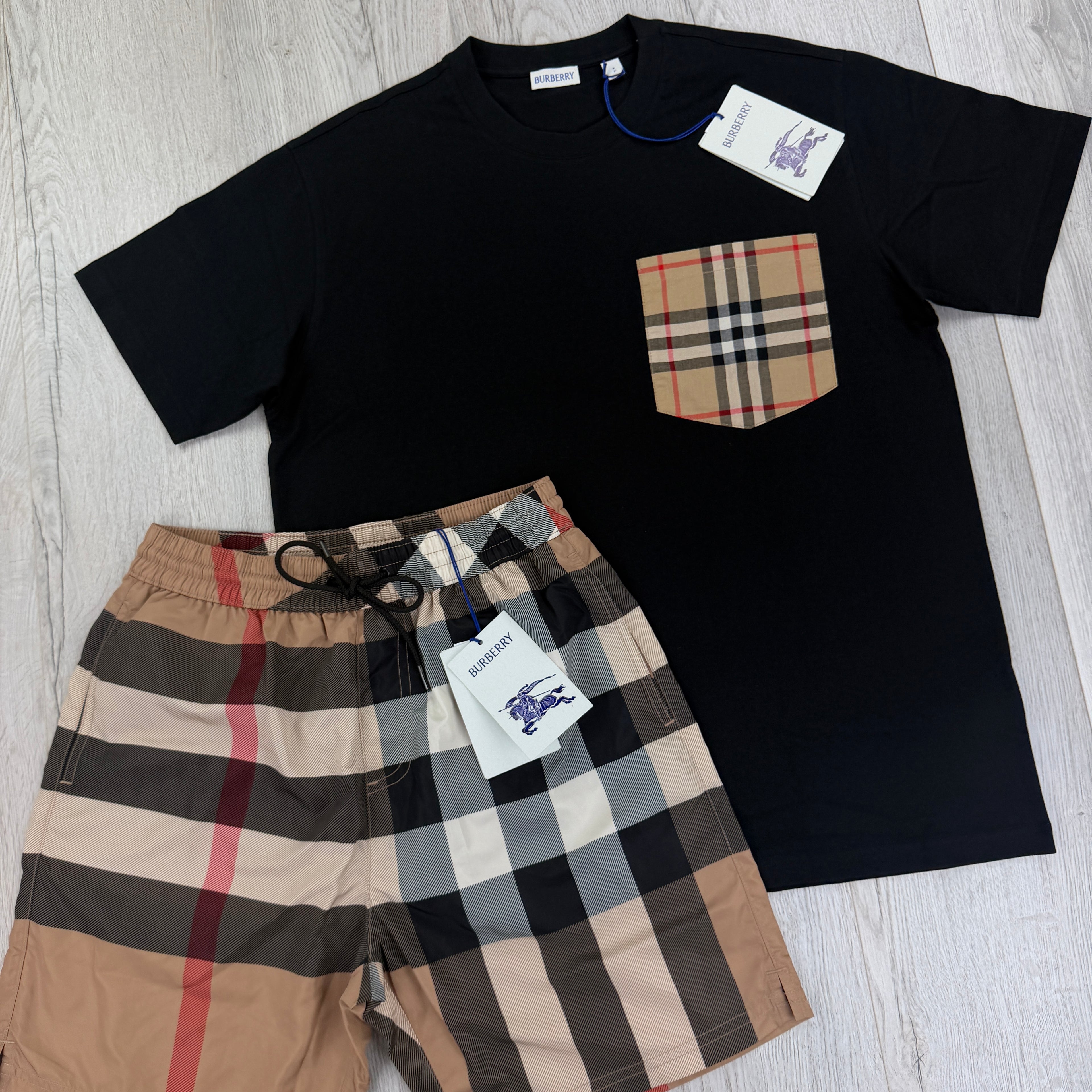 Burberry Men’s Black T-shirt & Shorts Set