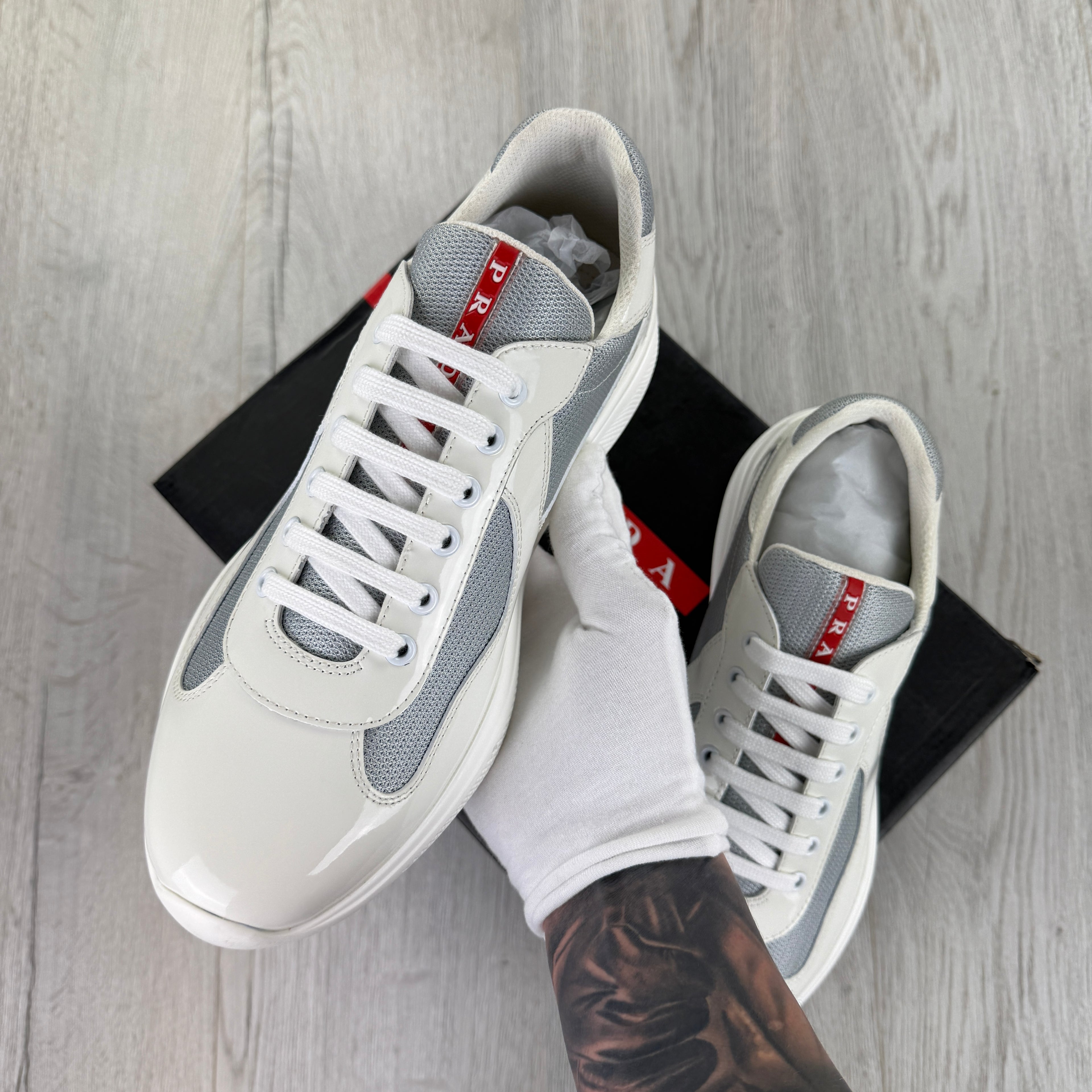 Prada Cups Men’s White Trainers - Uk 11