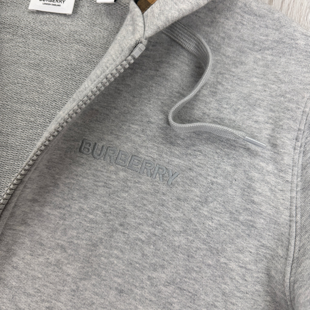 Burberry Men’s Grey Zip-up Hoodie - Small
