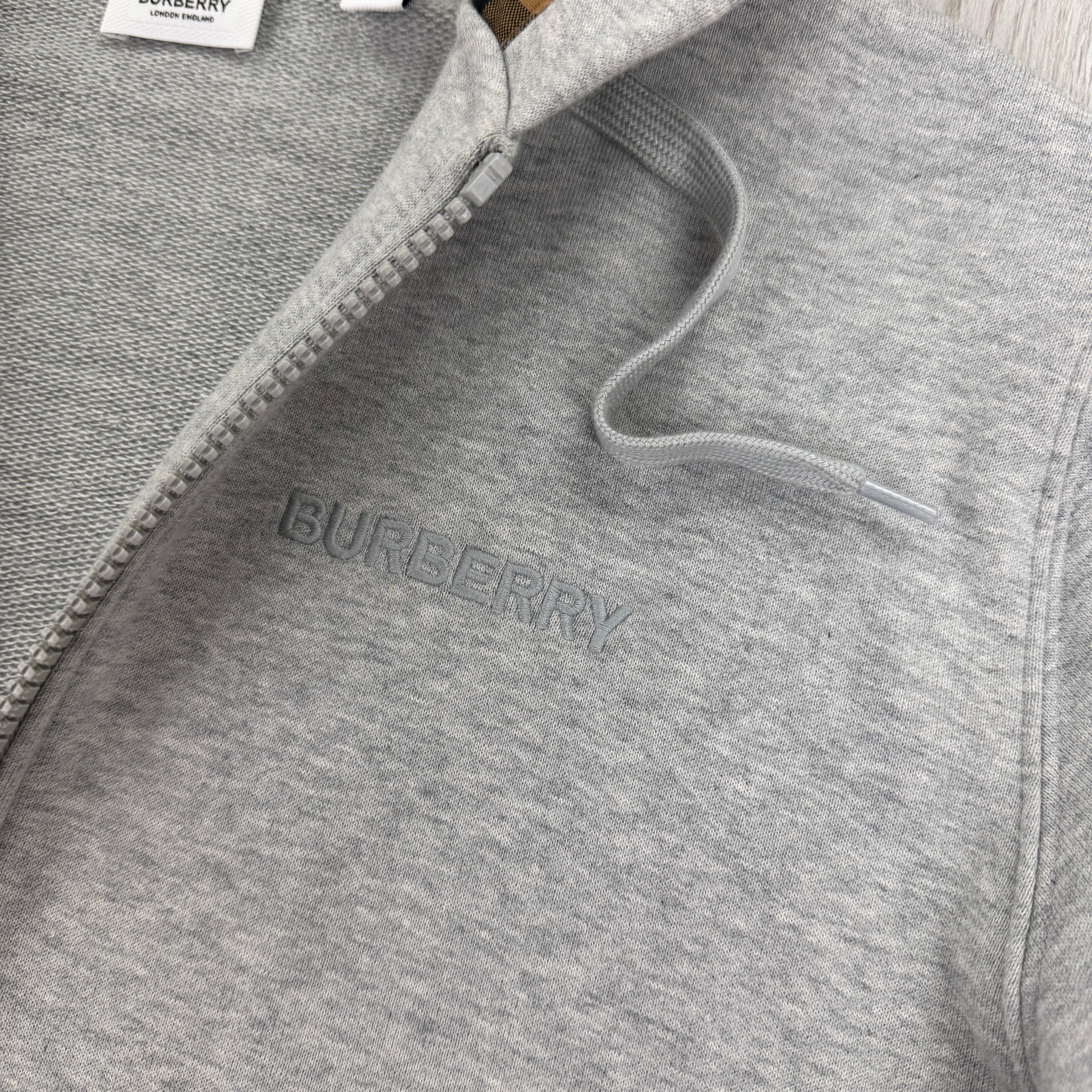 Burberry Men’s Grey Zip-up Hoodie - Small