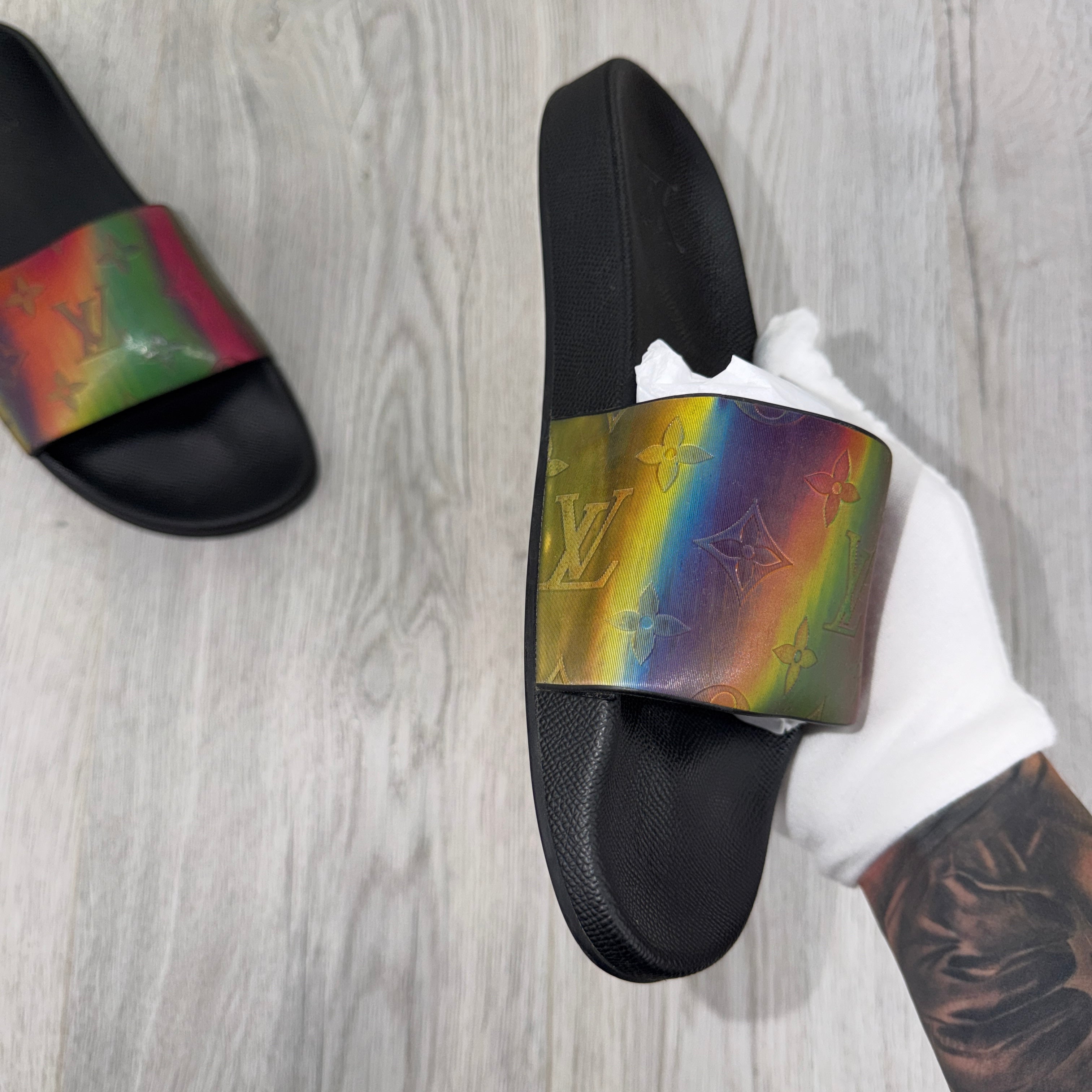 Louis Vuitton Multicolor Iridescent Monogram Rubber Waterfront Sliders - Uk 6 (Fit 7)